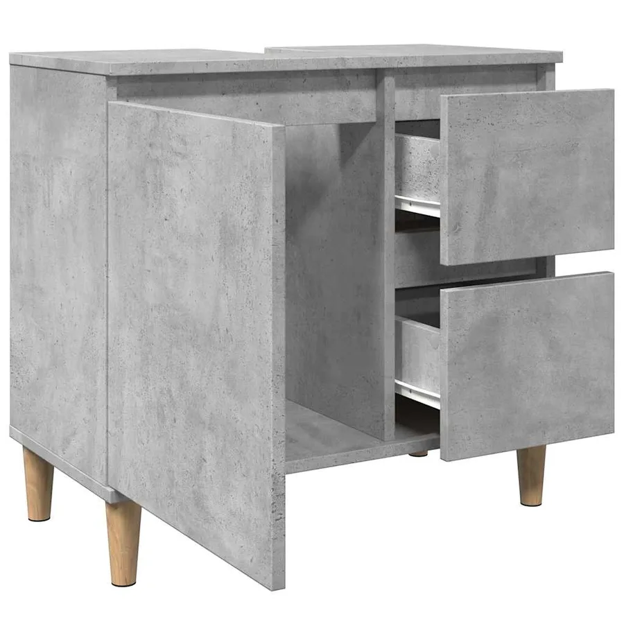 Armoire d'évier gris béton 65x33x60 cm bois d'ingénierie - 5