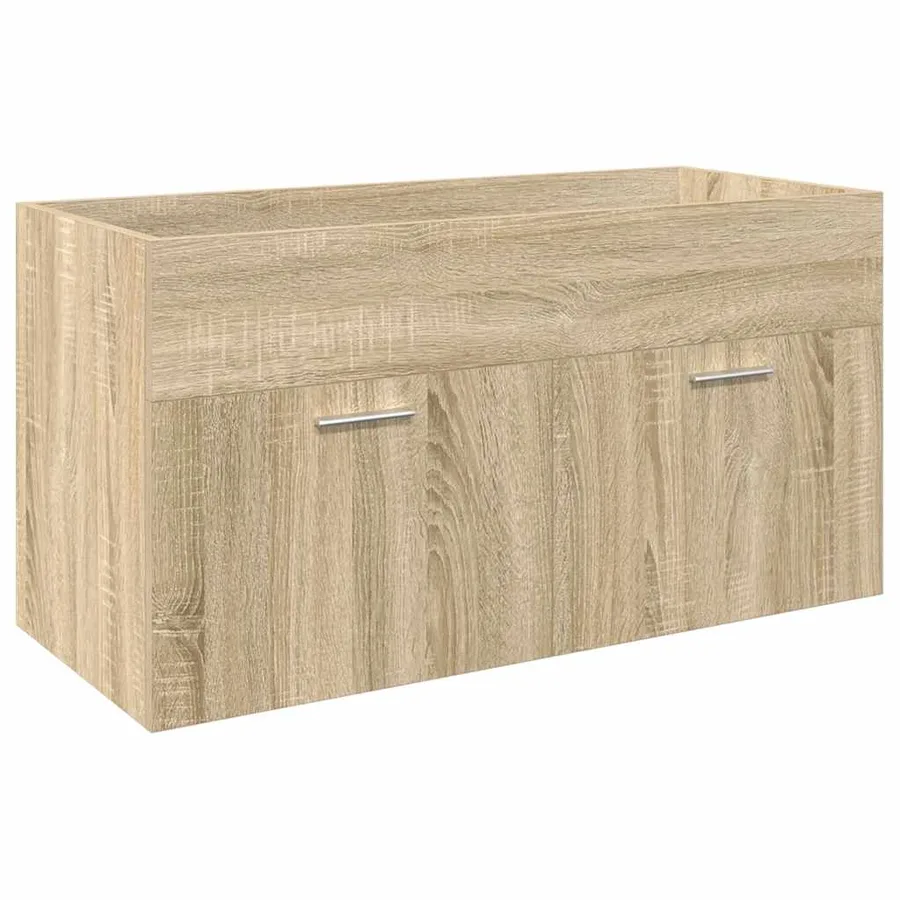 Armoire lavabo de salle de bain et bassin intégré chêne sonoma - 5