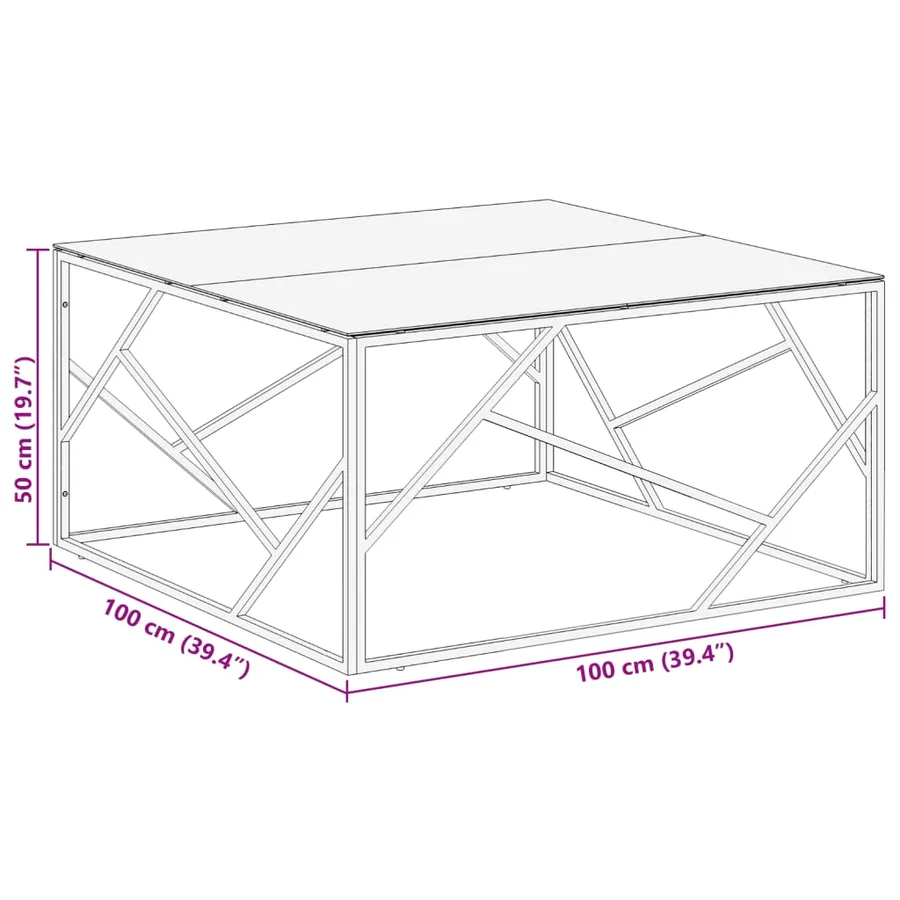 Table basse doré acier inoxydable et verre trempé - 9