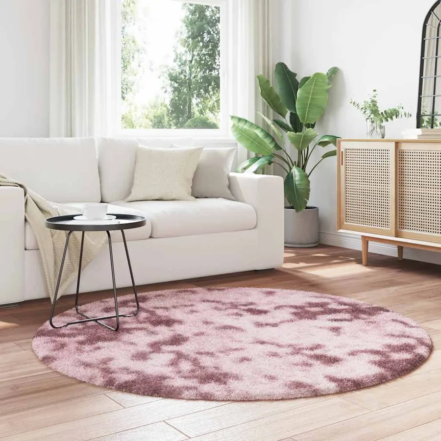 Tapis Shaggy à poils longs NAVARRA rose poudré 160x160 cm - 3