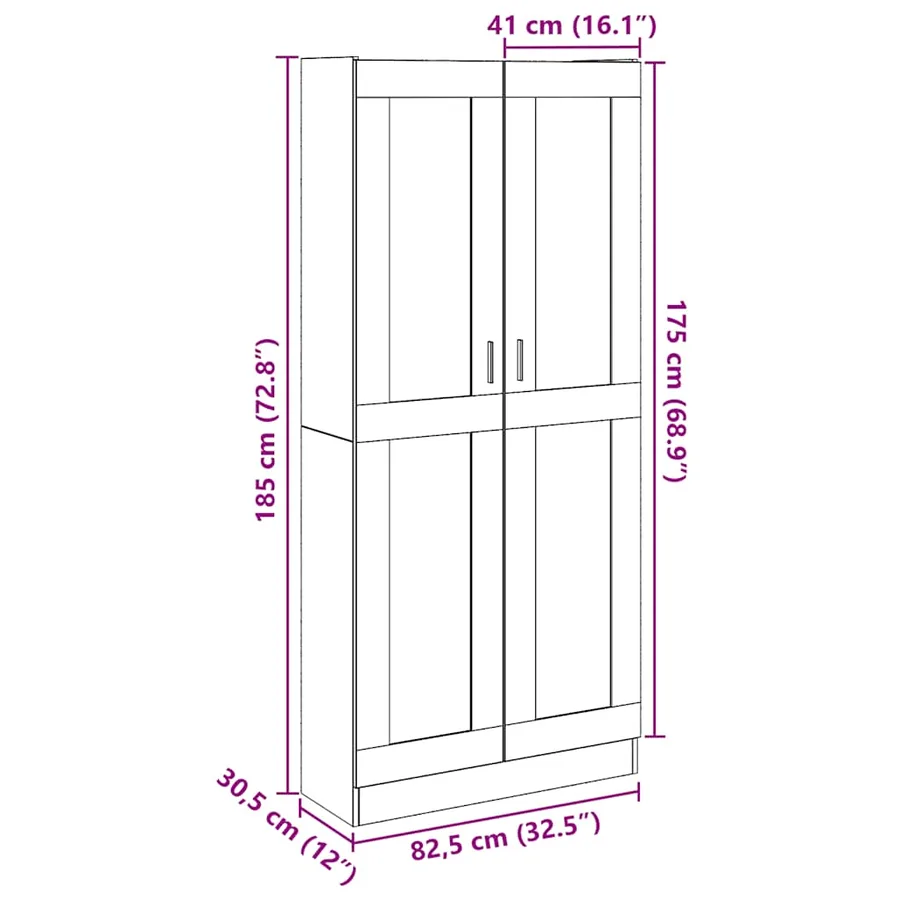 Buffet haut chêne artisanal 82,5x30,5x185 cm bois d'ingénierie - 10