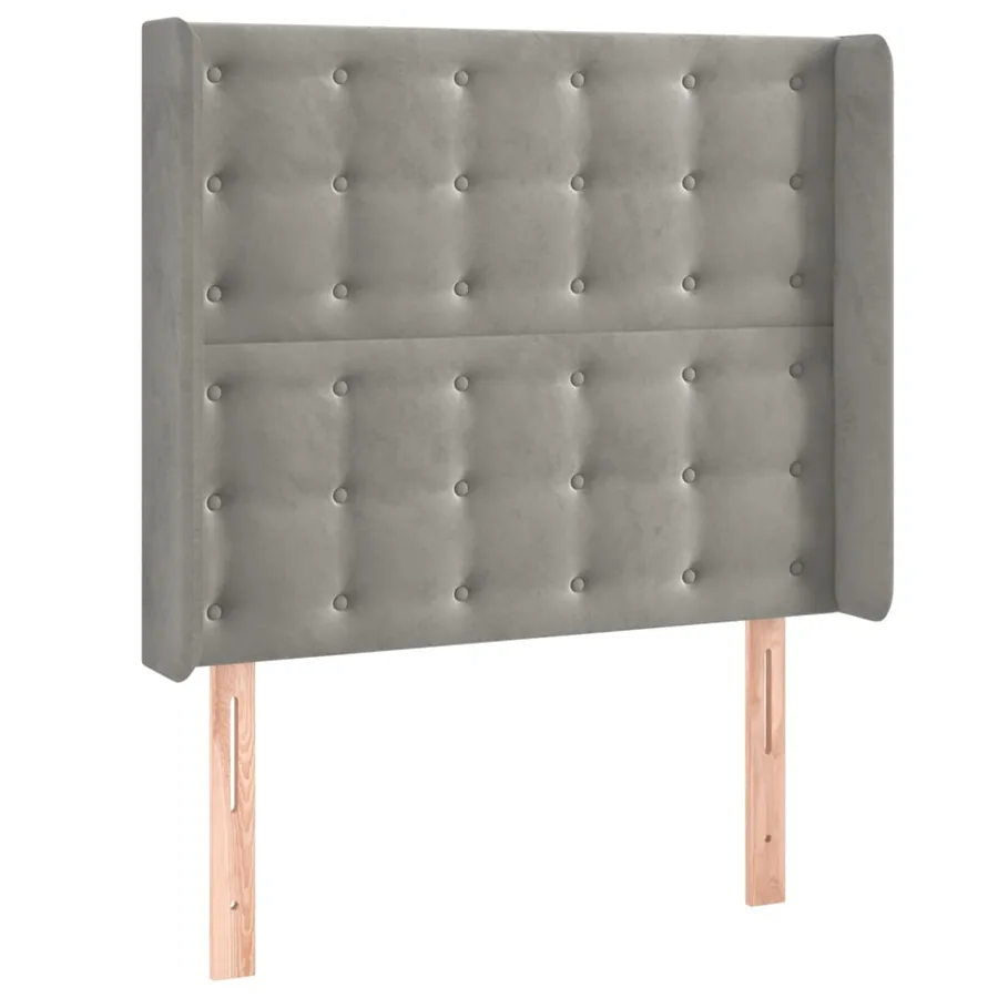 Tête de lit avec oreilles Gris clair 103x16x118/128 cm Velours - 2