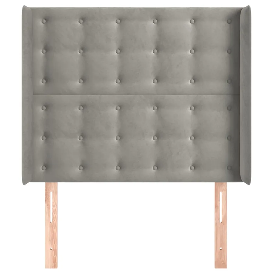 Tête de lit avec oreilles Gris clair 103x16x118/128 cm Velours - 3