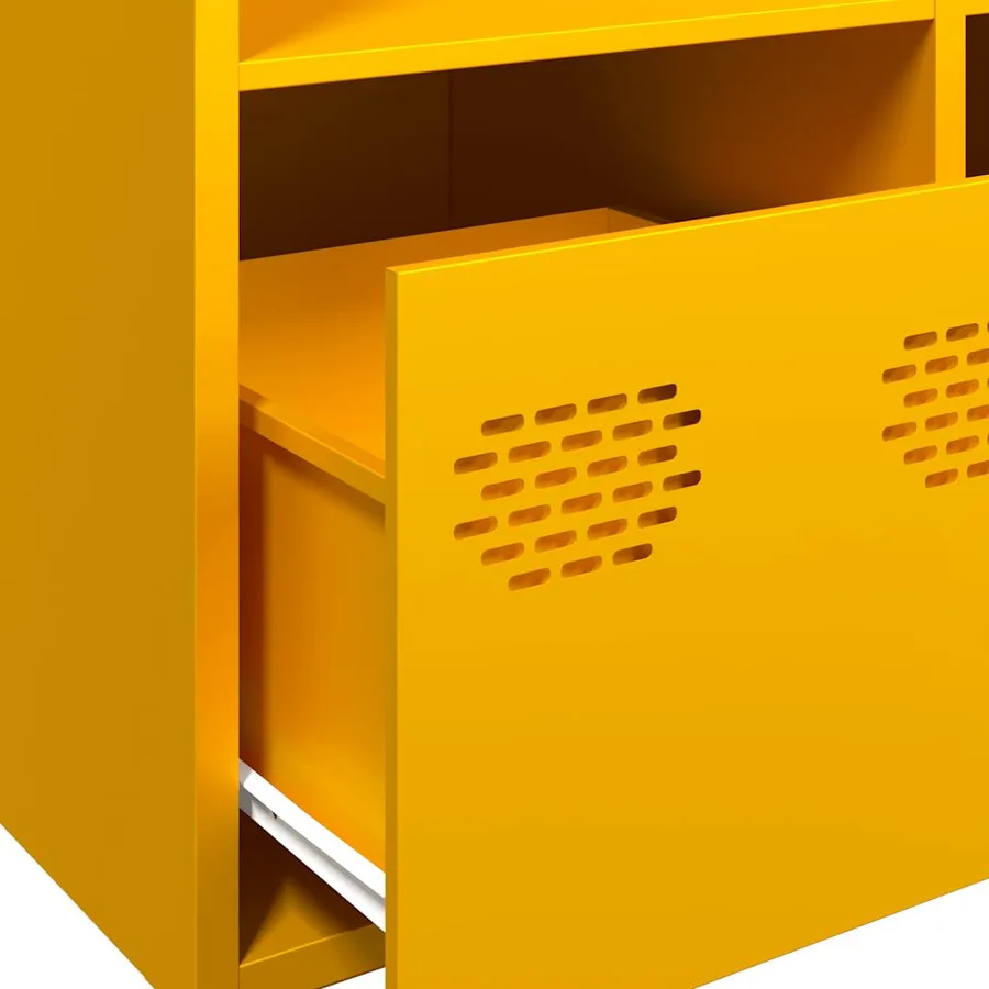 Buffet haut jaune moutarde 68x39x103,5 cm acier - 9