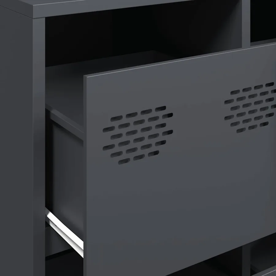 Buffet anthracite 135x39x103,5 cm acier laminé à froid - 9