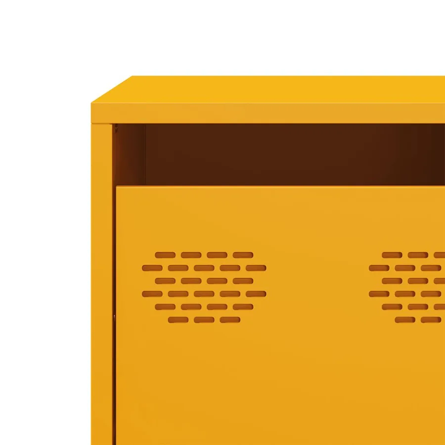 Meuble TV jaune moutarde 135x39x43,5 cm acier laminé à froid - 10