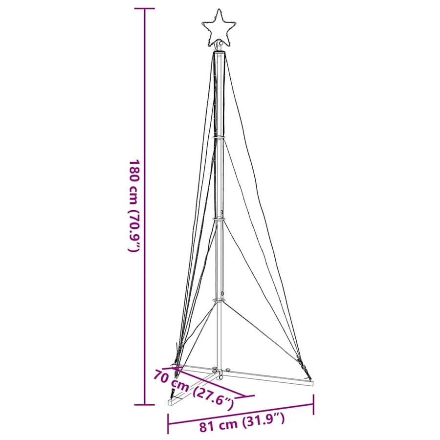 Sapin de Noël à LED 363 LED blanc chaud 182 cm - 11