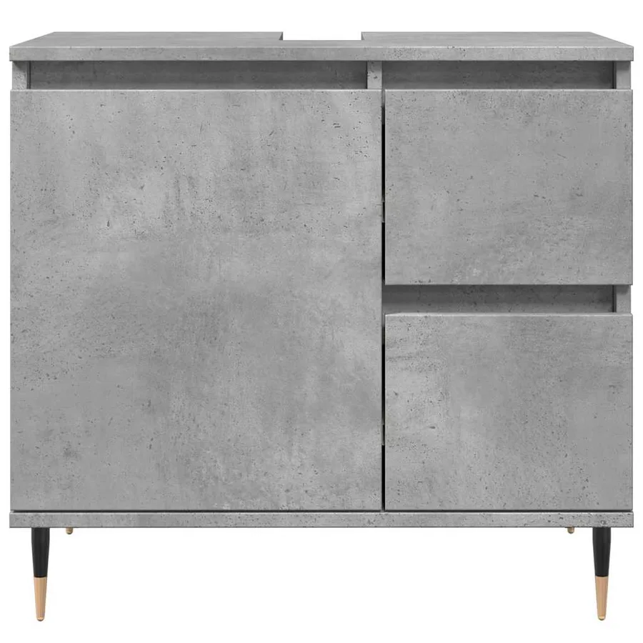 Ensemble de meubles de salle de bain 3 pcs gris béton - 9