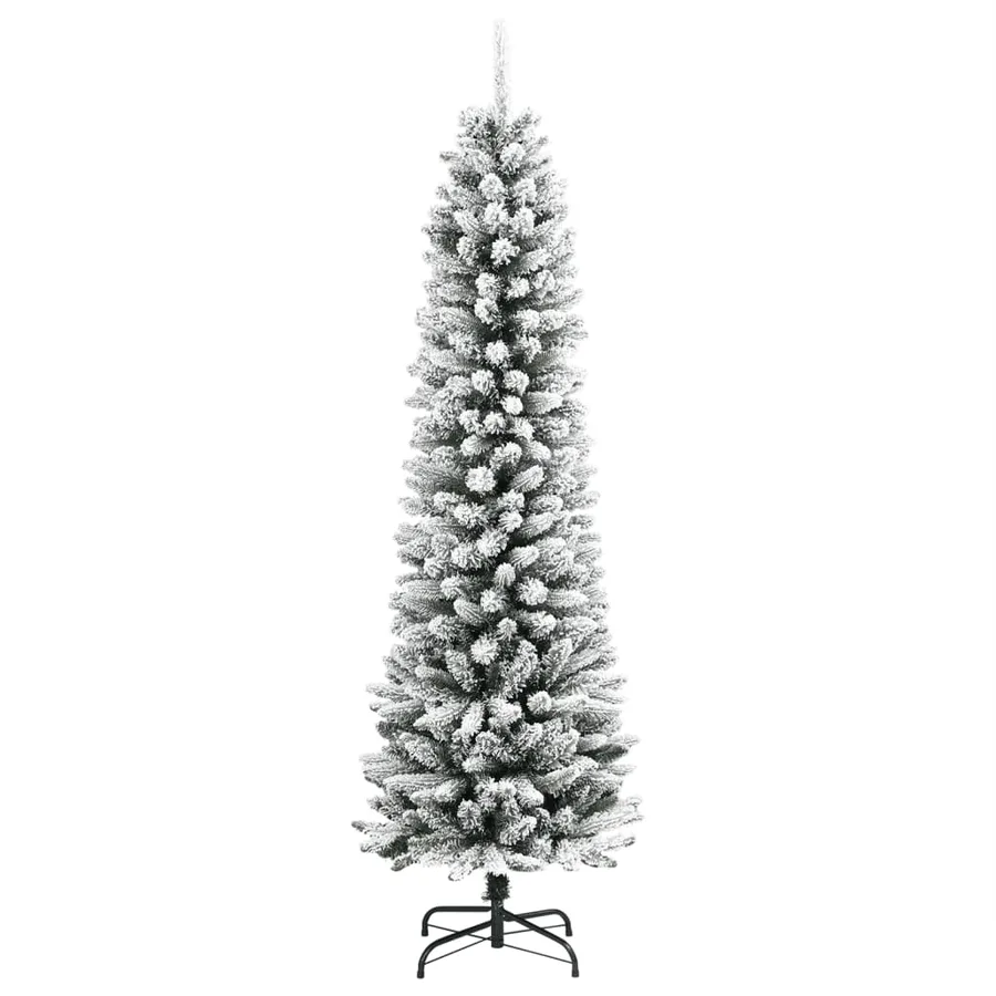 Sapin de Noël artificiel mince avec neige floquée 210 cm PVC/PE - 2