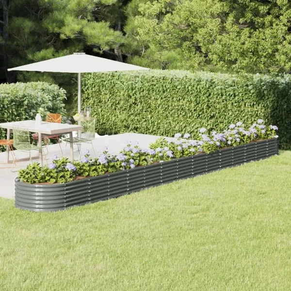 Lit surélevé de jardin Acier galvanisé 620x80x36 cm gris