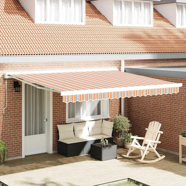 Auvent rétractable Multicolore 400 × 300 cm Tissu et Métal