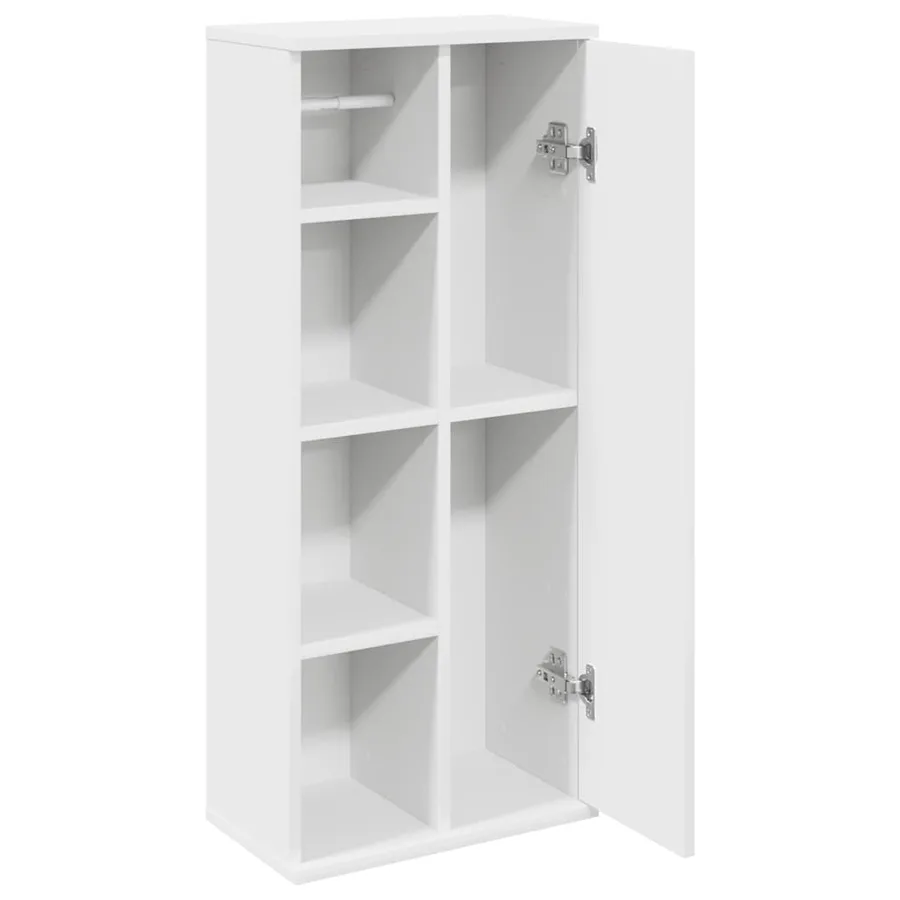 Meuble de salle de bain avec porte-rouleau blanc 39x22x90 cm - 5
