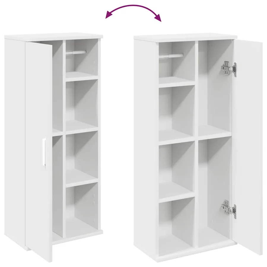 Meuble de salle de bain avec porte-rouleau blanc 39x22x90 cm - 8