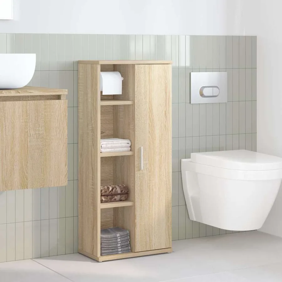Meuble de salle de bain avec porte-rouleau chêne sonoma - 3