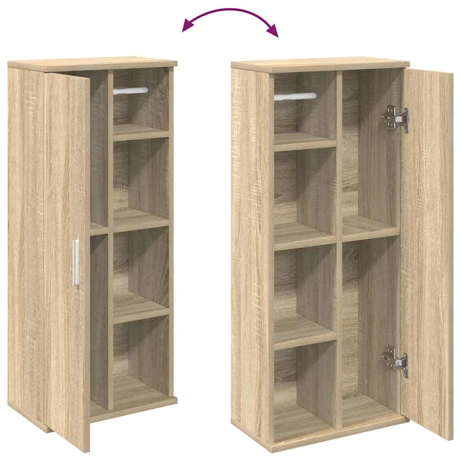 Meuble de salle de bain avec porte-rouleau chêne sonoma - 8