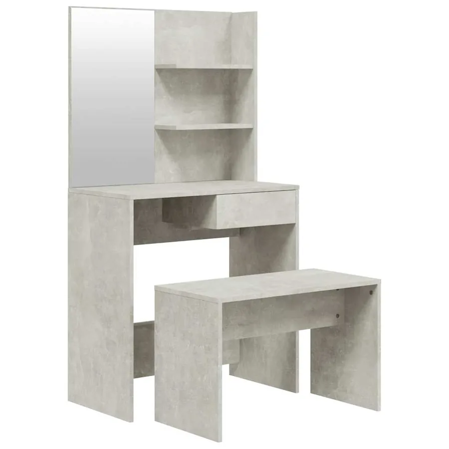 Ensemble de coiffeuse Gris béton 74,5x40x141 cm - 2
