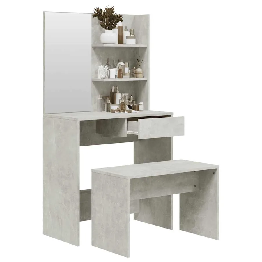 Ensemble de coiffeuse Gris béton 74,5x40x141 cm - 4