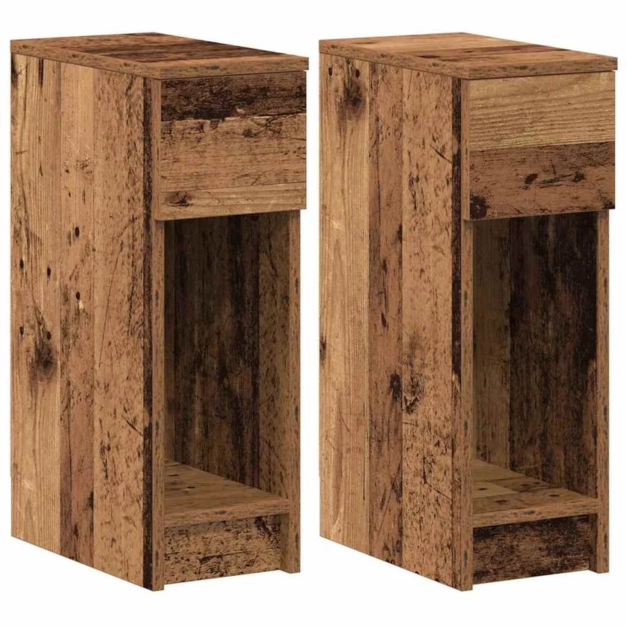 Tables de chevet avec tiroir 2 pcs vieux bois 20x36x60 cm - 2