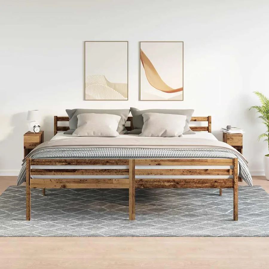 Tables de chevet avec tiroir 2 pcs vieux bois 20x36x60 cm - 3