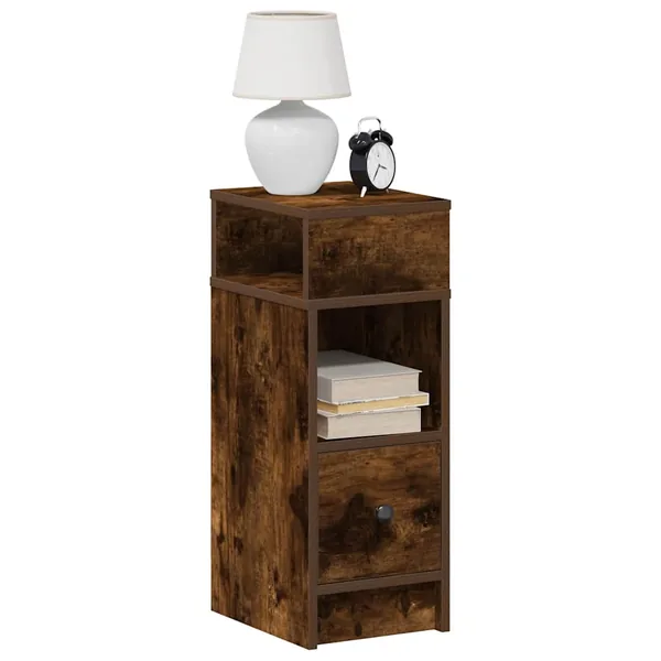 Table de chevet avec tiroir chêne fumé 25x31x66 cm