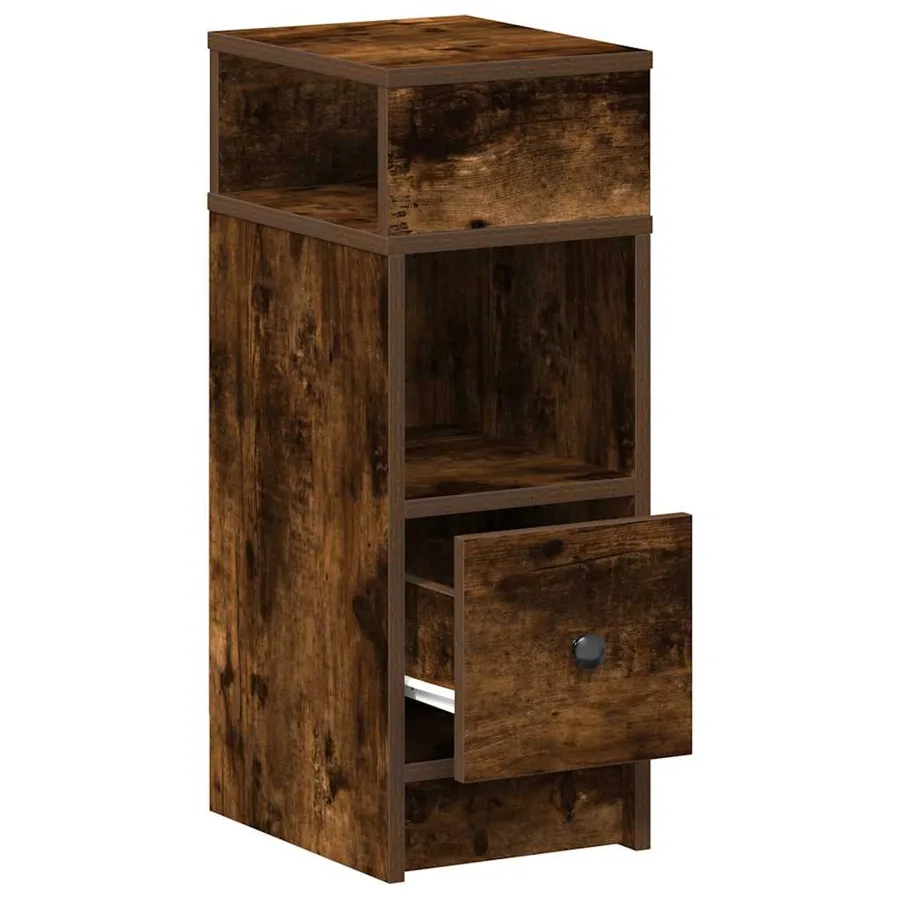 Table de chevet avec tiroir chêne fumé 25x31x66 cm - 5