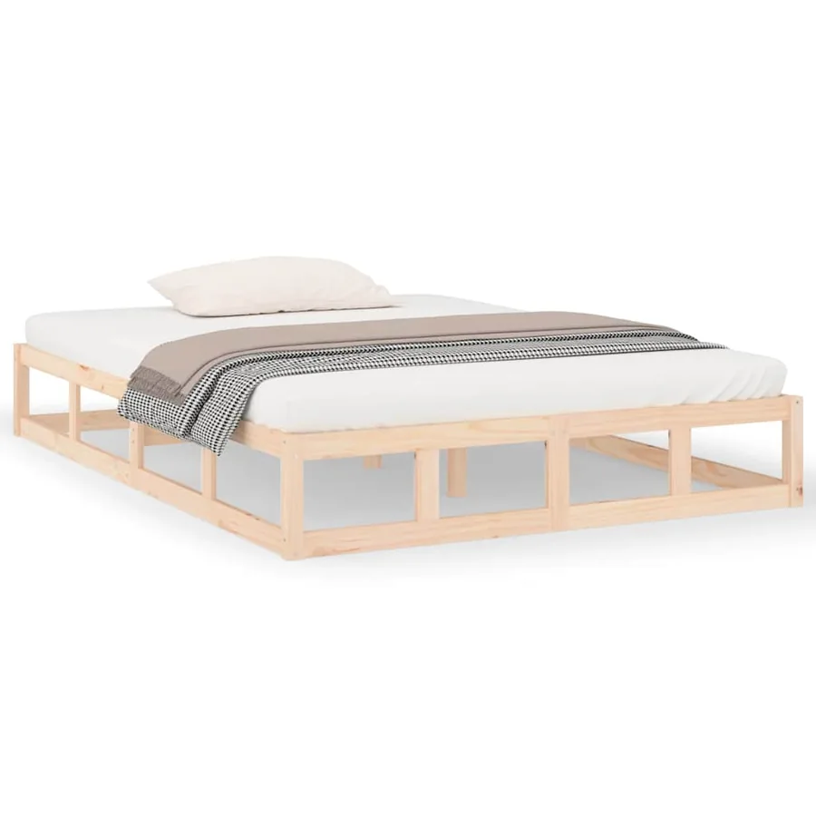 Cadre de lit sans matelas 140x190 cm bois massif - 2