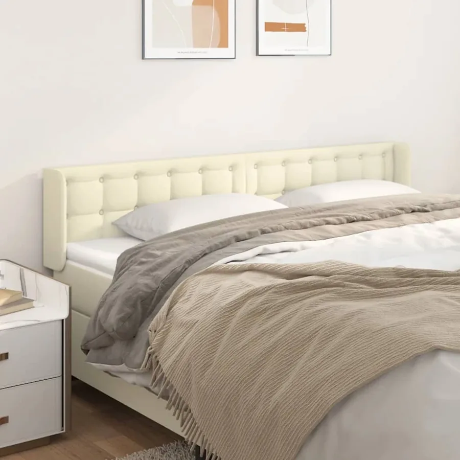 Tête de lit avec oreilles Crème 163x16x78/88 cm Similicuir
