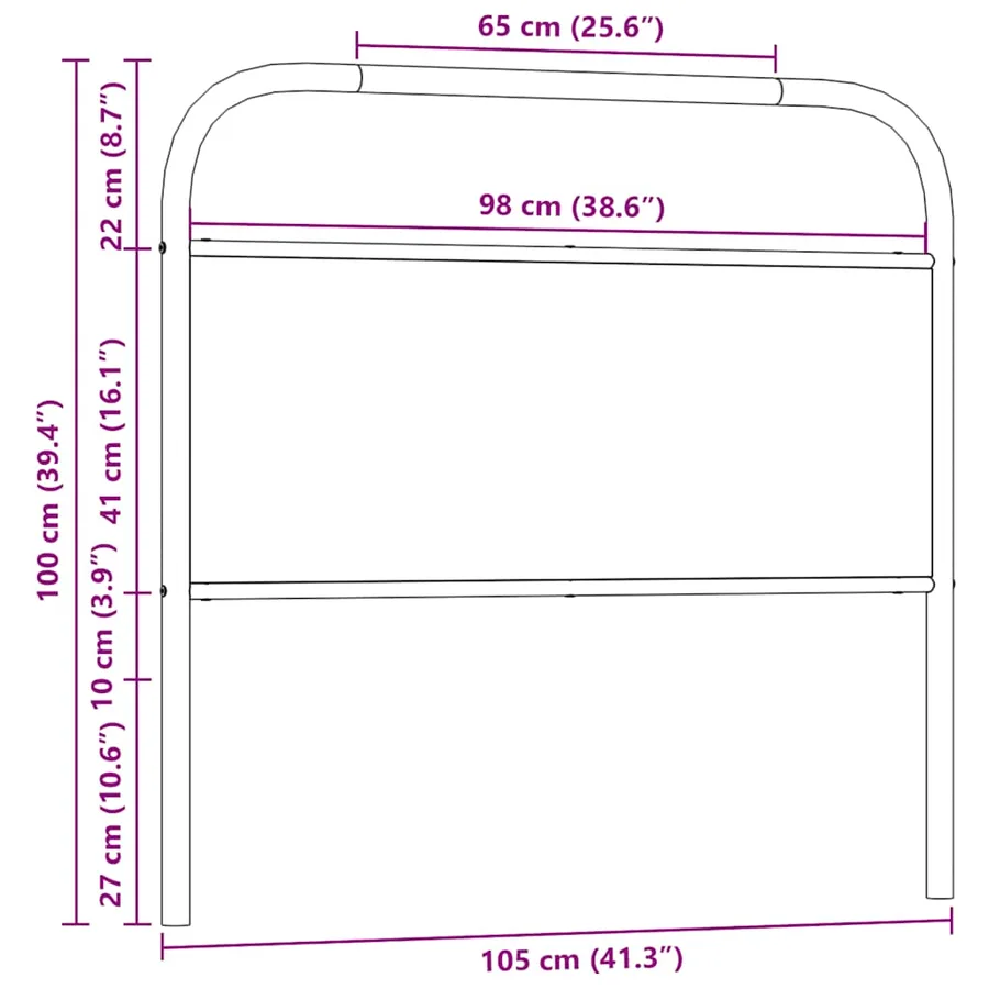 Tête de lit de remplacement chêne marron 100 cm acier et bois d'ingénierie - 7