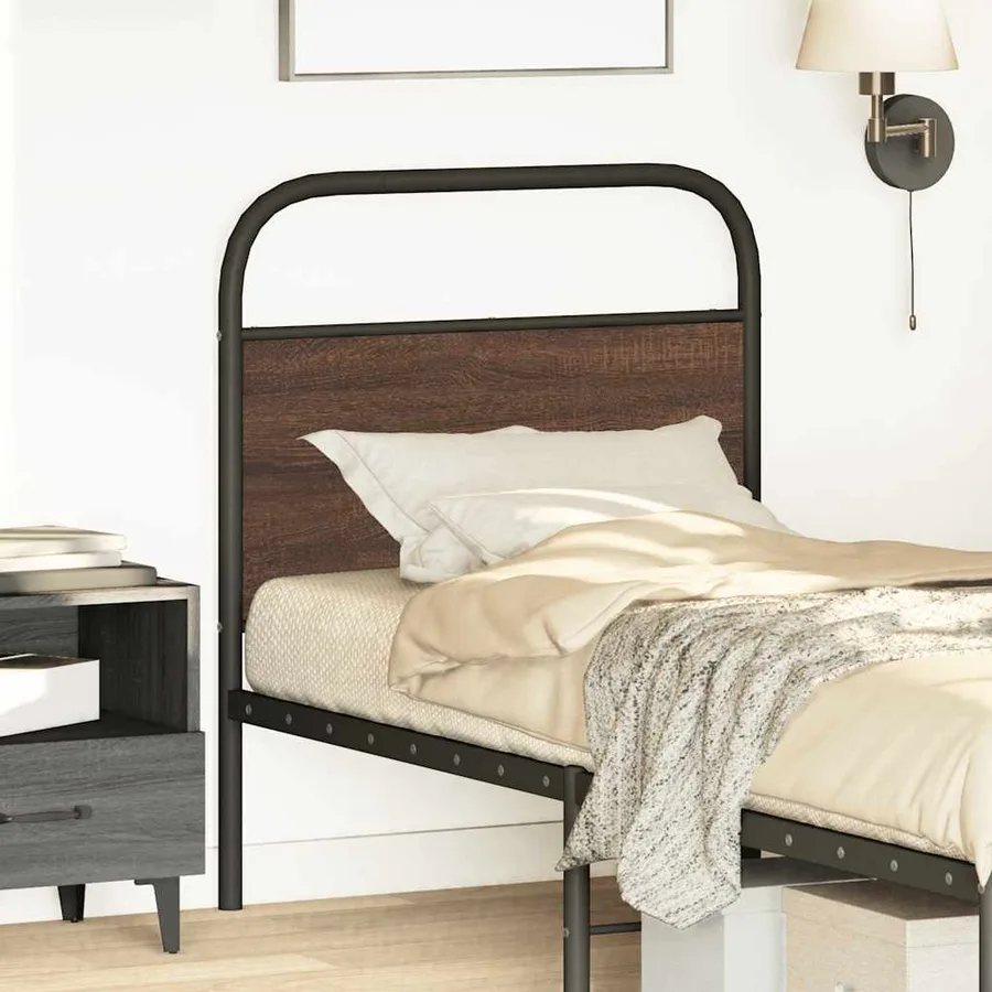 Tête de lit de remplacement chêne marron 80 cm acier et bois d'ingénierie - 2