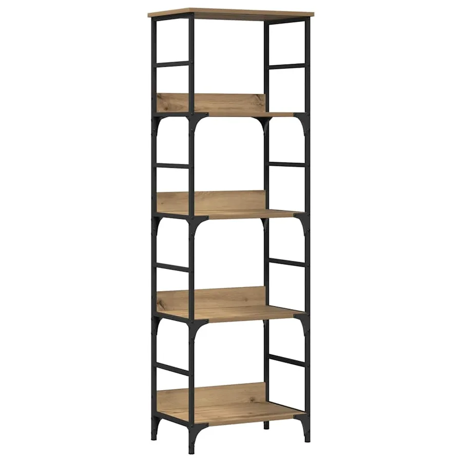 Bibliothèque chêne artisanal 50x33x153 cm bois d'ingénierie - 2