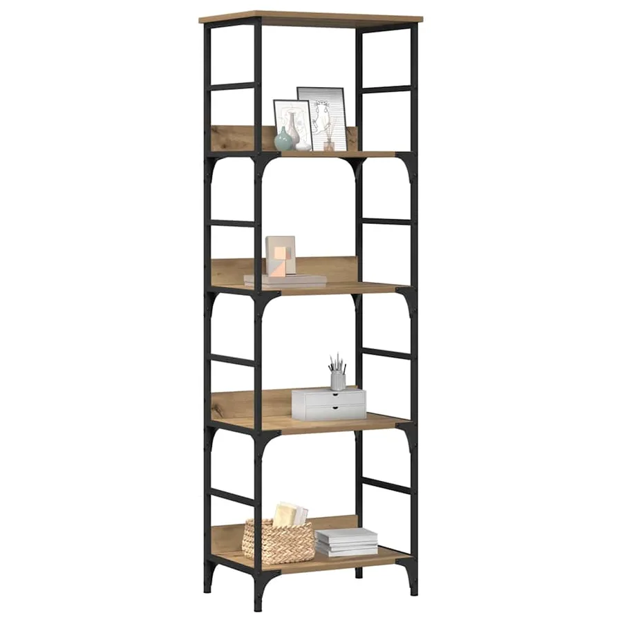 Bibliothèque chêne artisanal 50x33x153 cm bois d'ingénierie - 3