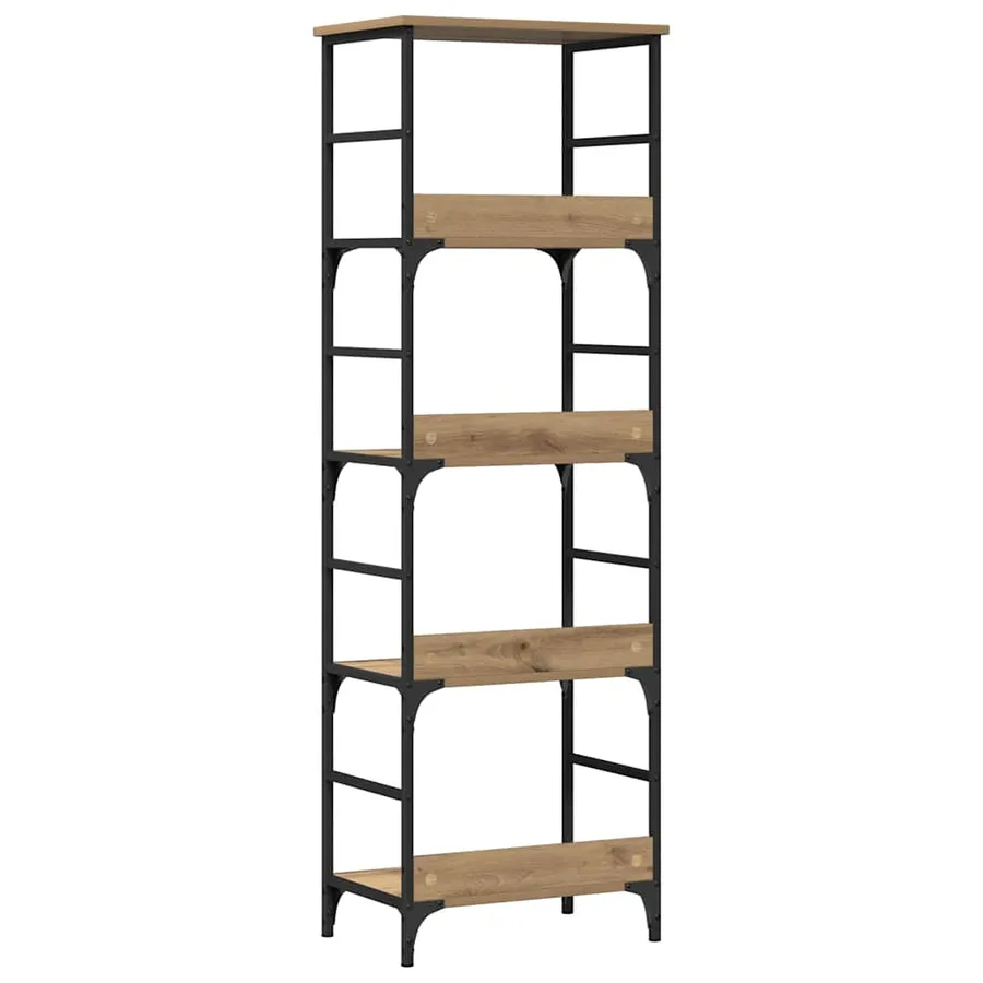 Bibliothèque chêne artisanal 50x33x153 cm bois d'ingénierie - 6