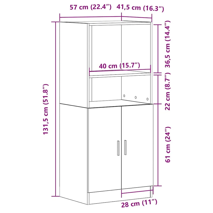Armoire de cuisine vieux bois 57x41,5x131,5 cm bois ingénierie - 10
