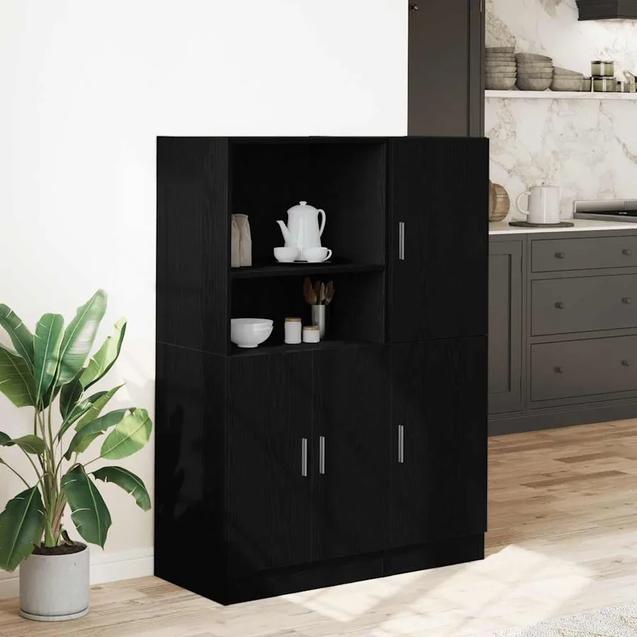 Ensemble d'armoires de cuisine 2 pcs noir bois d'ingénierie - 3