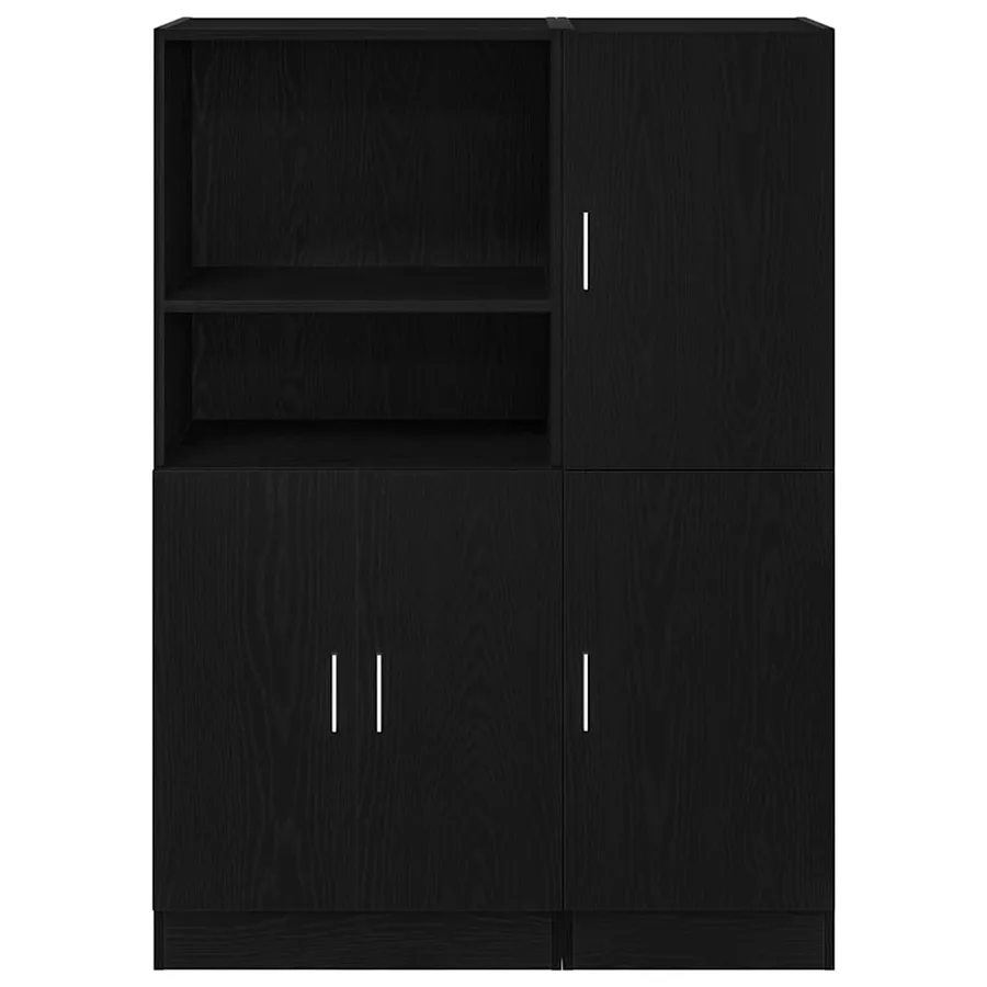 Ensemble d'armoires de cuisine 2 pcs noir bois d'ingénierie - 4