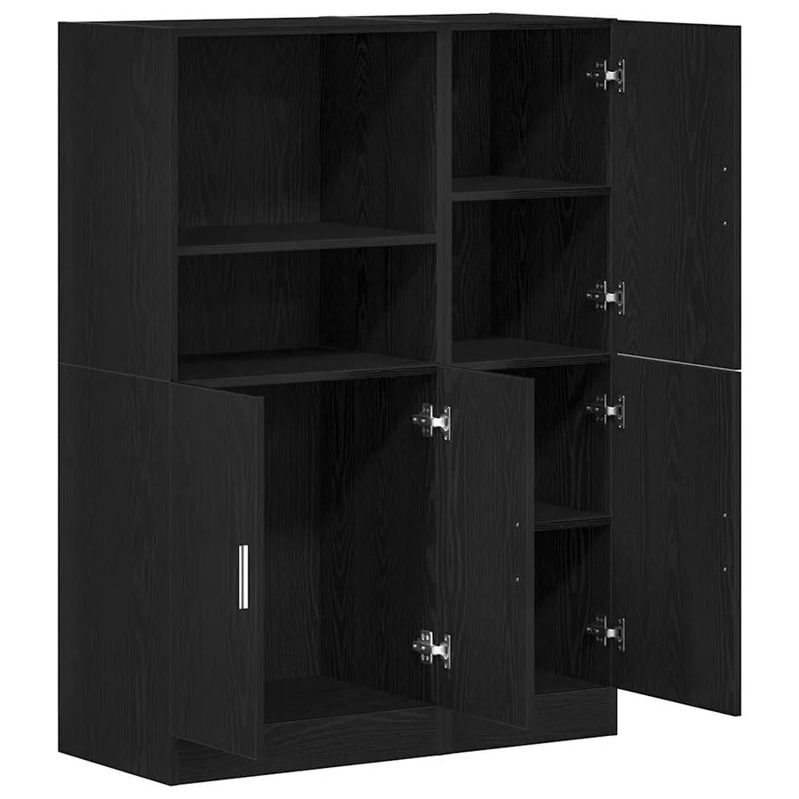 Ensemble d'armoires de cuisine 2 pcs noir bois d'ingénierie - 7
