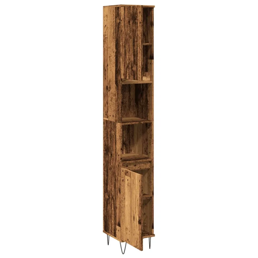 Armoire de salle de bain vieux bois 30x30x190cm bois ingénierie - 7