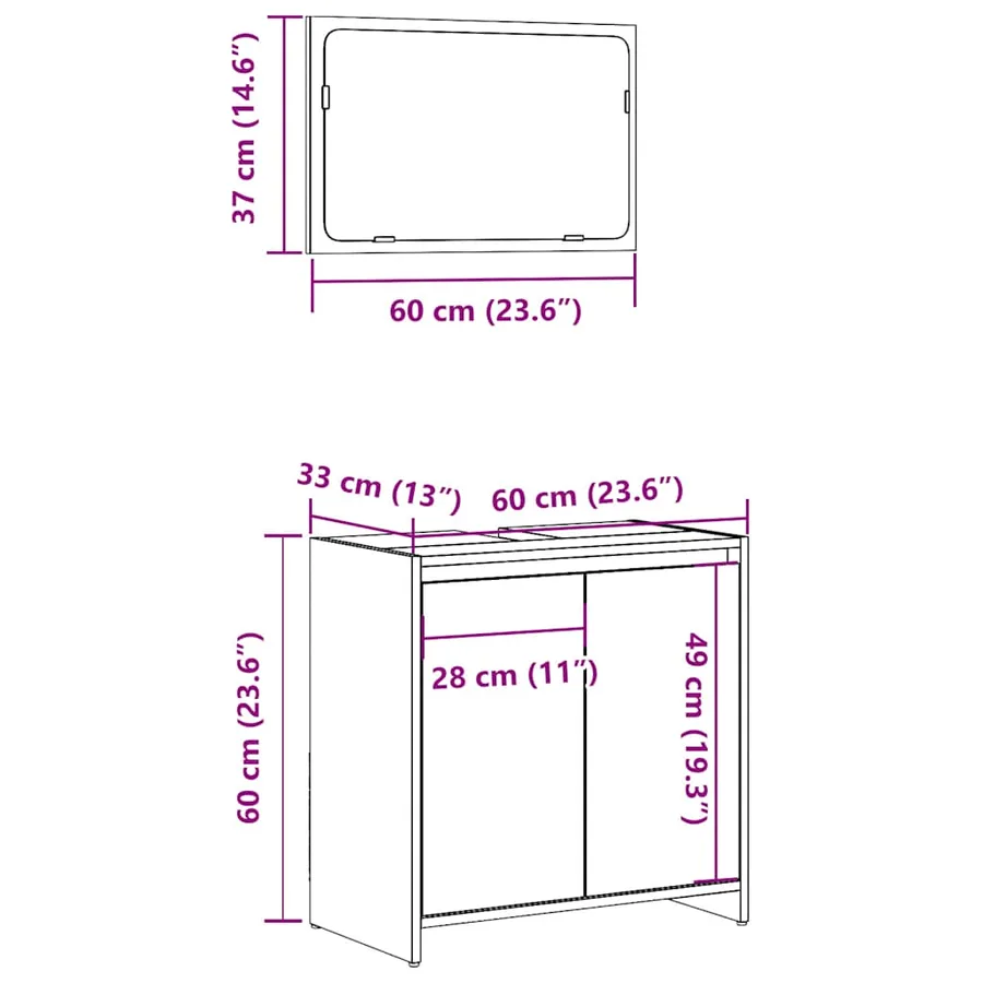 Ensemble de meubles de salle de bain 2 pcs gris béton - 11