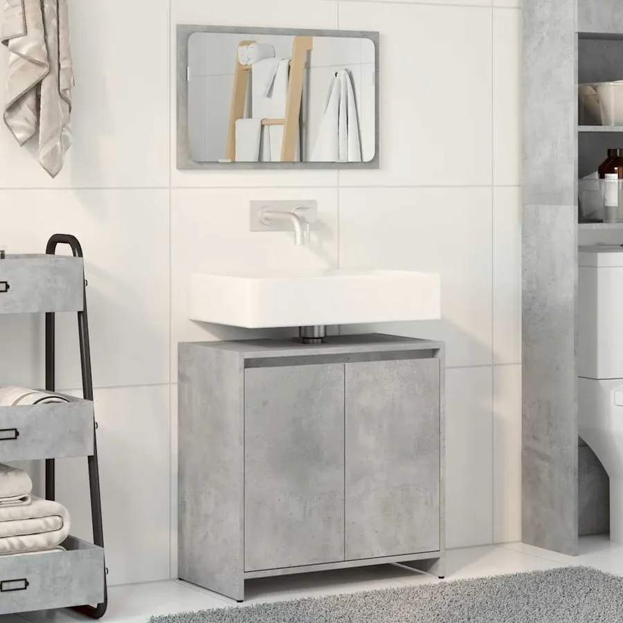 Ensemble de meubles de salle de bain 2 pcs gris béton - 3