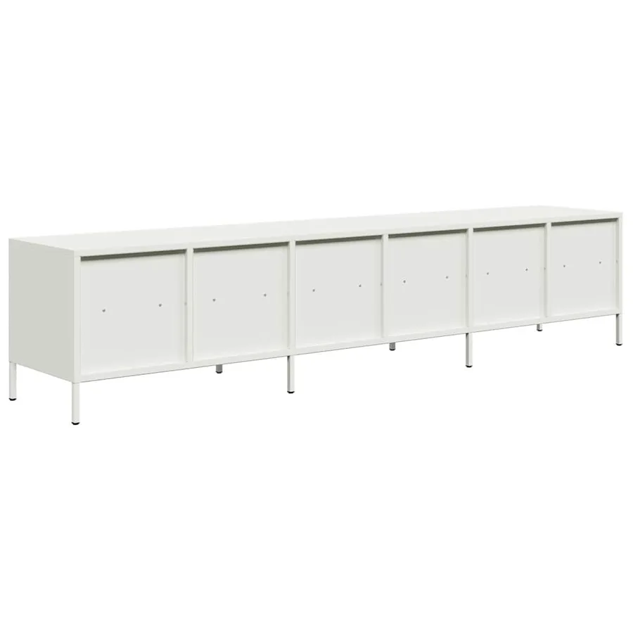 Meuble TV blanc 202x39x43,5 cm acier laminé à froid - 7