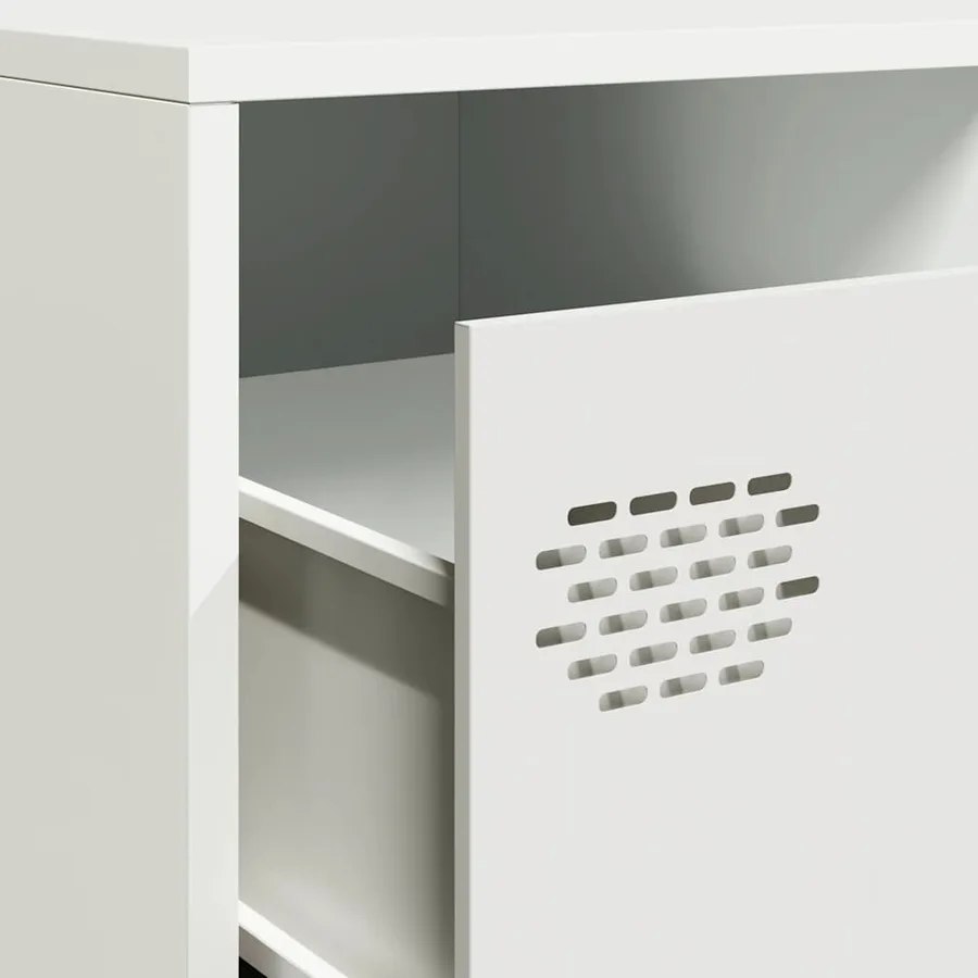 Meuble TV blanc 202x39x43,5 cm acier laminé à froid - 9