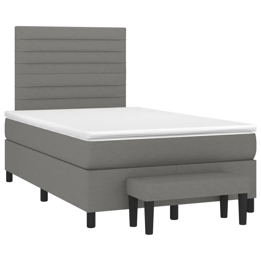 Sommier à lattes de lit avec matelas Gris foncé 120x200cm Tissu - 3