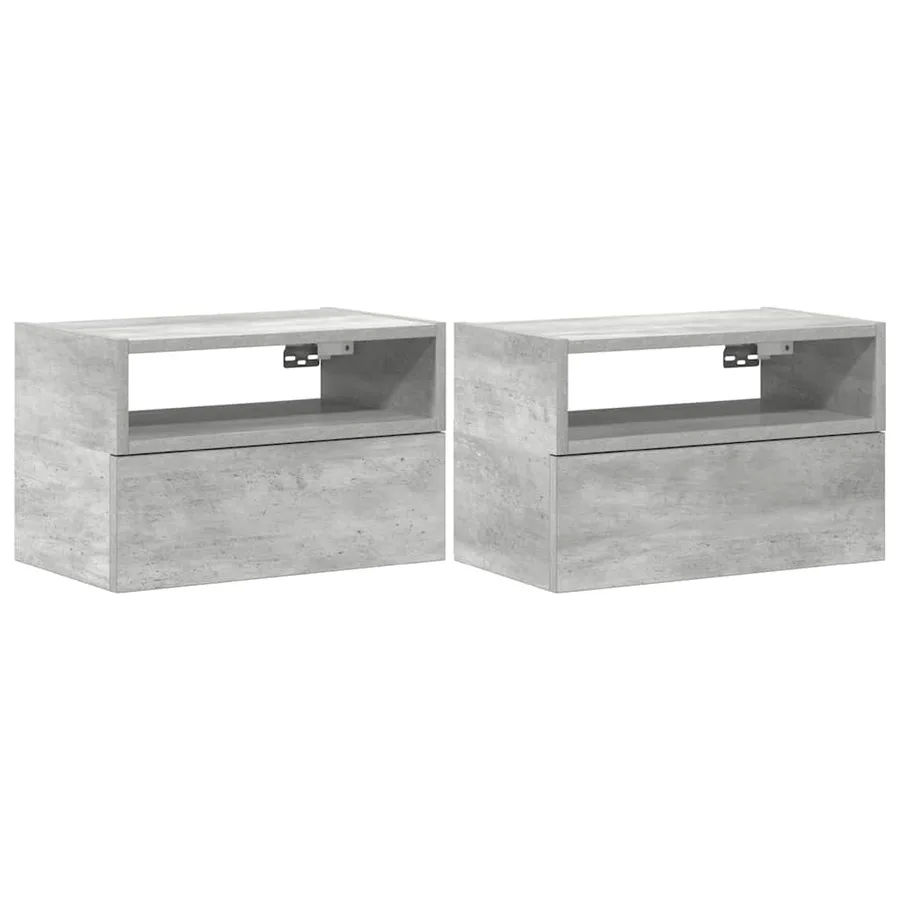 Tables de chevet murales 2 pcs gris béton 45x26x28,5 cm - 2