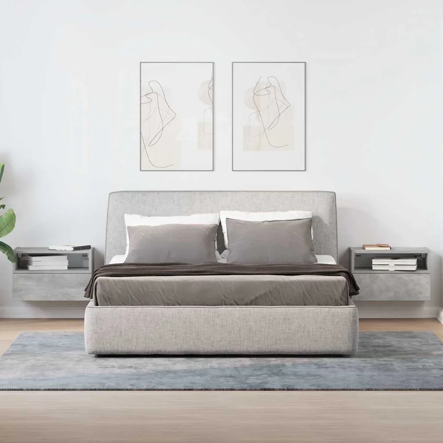 Tables de chevet murales 2 pcs gris béton 45x26x28,5 cm - 3