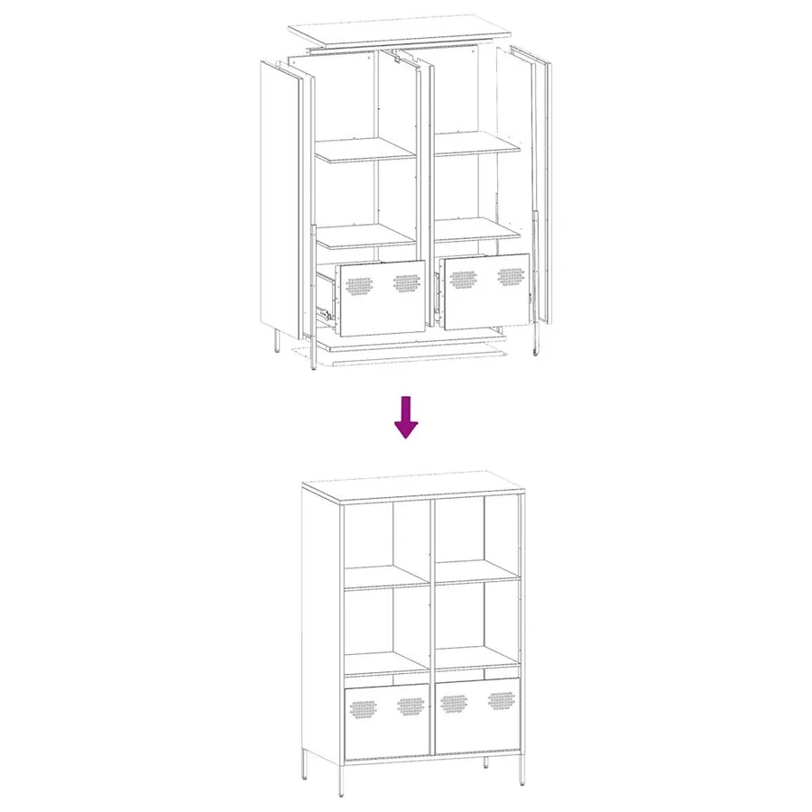 Buffet haut blanc 68x39x103,5 cm acier - 11
