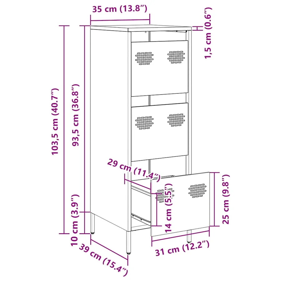 Buffet haut rose 39x35x103,5 cm acier - 13