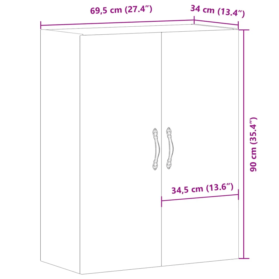 Armoire murale vieux bois 69,5x34x90 cm bois d'ingénierie - 11