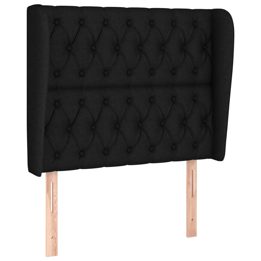 Tête de lit avec oreilles Noir 103x23x118/128 cm Tissu - 2
