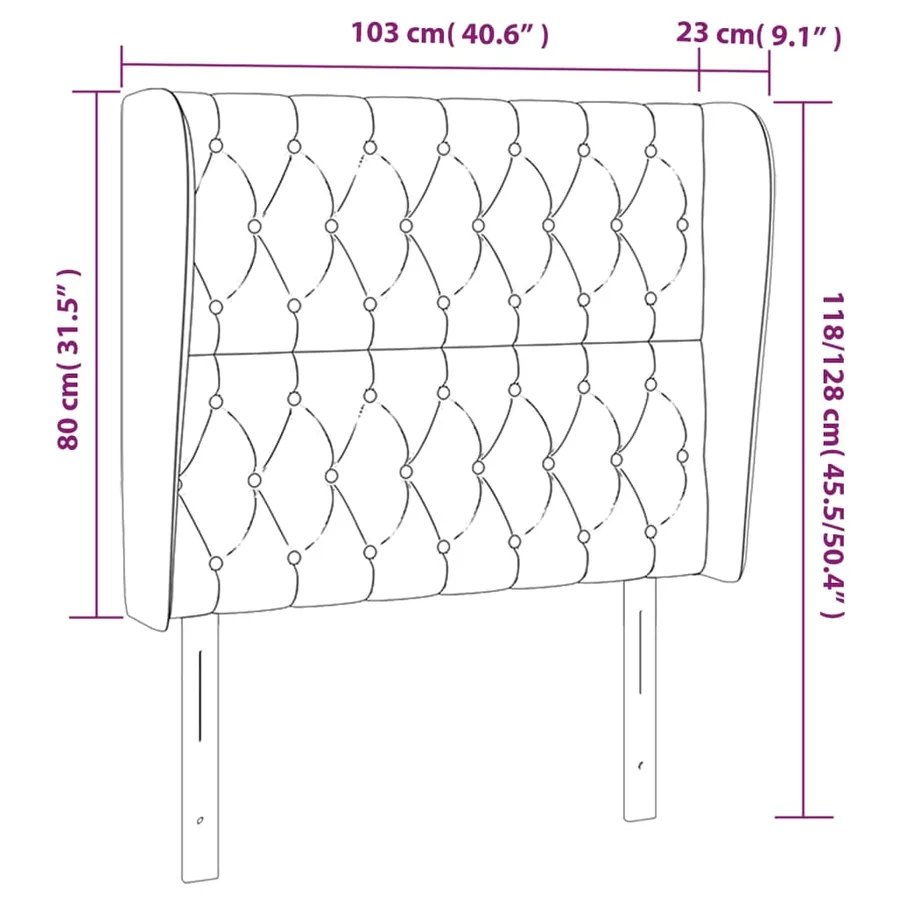 Tête de lit avec oreilles Noir 103x23x118/128 cm Tissu - 9