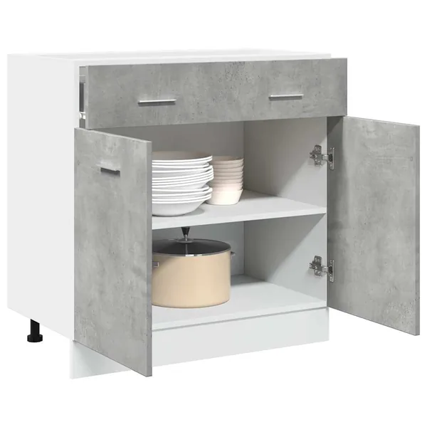 Armoire à tiroirs "Lyon" Gris béton 80 x 46 x 81,5 cm Bois d'ingénierie